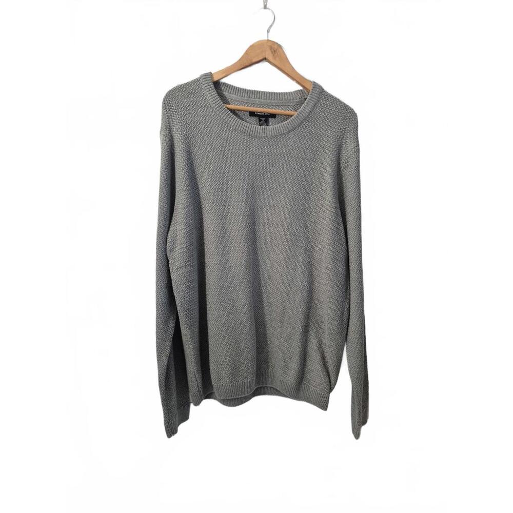 Kenneth Cole Mens Gray Crew Neck Textured Pullover Knit Sweater Long Sleeve 60/4